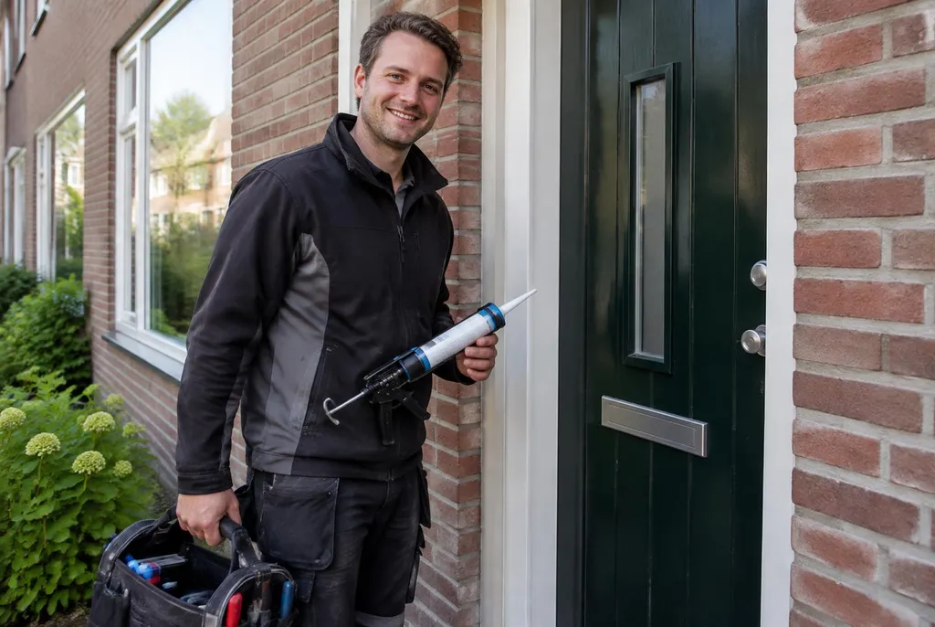 Vakman van Kitbedrijf Zwolle bij de voordeur van een woning